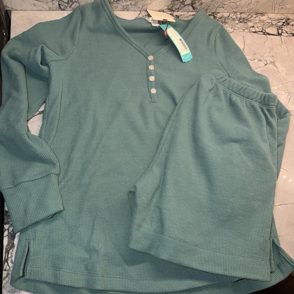 Awhile SoftLoop Hacci Waffle Henley Top ard Short Sleep XS Stitch Fix NEW Pajama